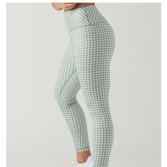Glyder Pants - Glyder High Power Leggings Green Gingham Size S